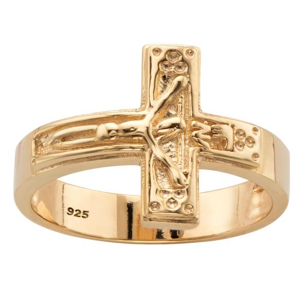 【並行輸入品】14?Kイエローゴールドoverスターリングシルバー水平クロスリング PalmBeach Yellow Gold plated S