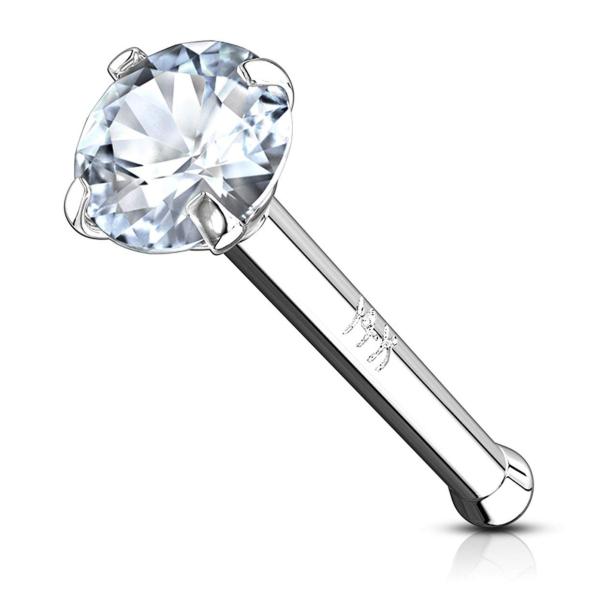 【並行輸入品】Forbidden Body Jewelry 14Kゴールドノーズリング 20G ソリッド6mmスタッド 2mm CZ模造ダイヤモ