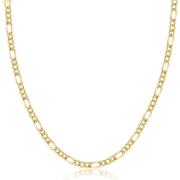14K イエローゴールド 3.5mm フィガロリンクチェーンネックレス 14K イエローゴールド 3.5mm フィガロリンクチェーンネックレス