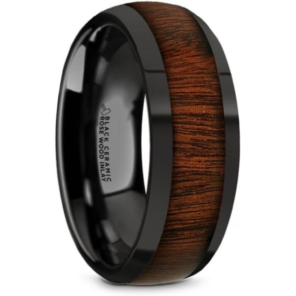 【並行輸入品】Roy Rose Jewelry Thorsten Rosae ブラックセラミック ドーム型 プロファイル 光沢仕上げ メンズ 結婚指輪