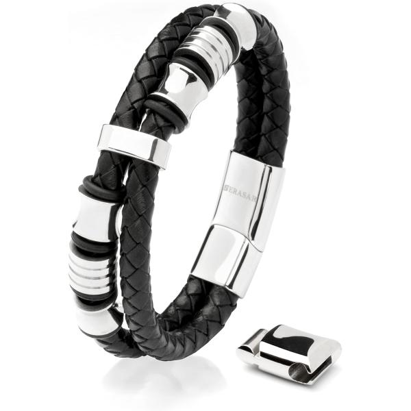 並行輸入品】[SERASAR] 23cmシルバーブレスレットメンズギフトボックス