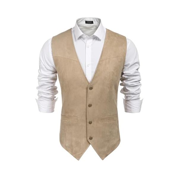 並行輸入品】COOFANDY メンズ スエード レザー スーツ ベスト