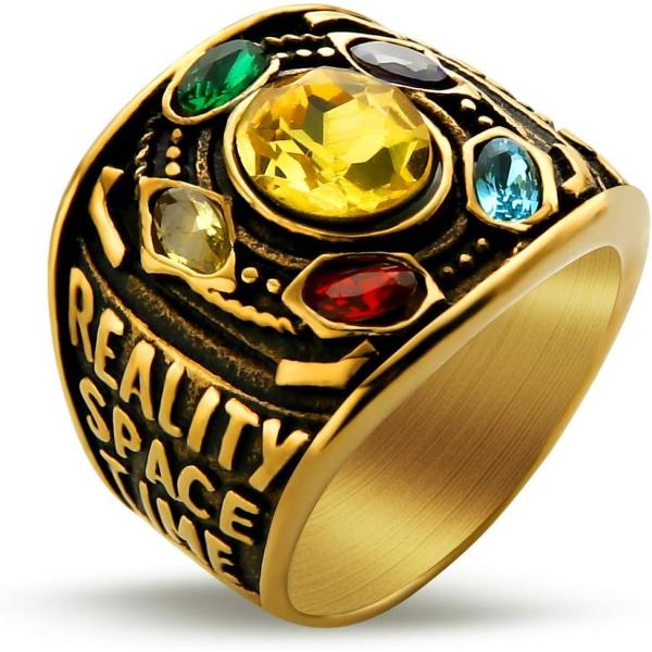 【並行輸入品】Valily Gold Thanos Rings for Men Gold Plated Stainless Steel Infinit