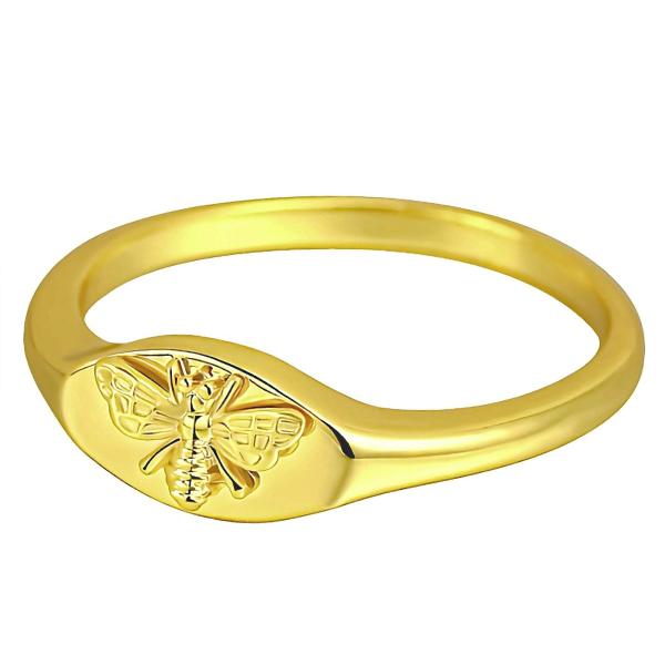【並行輸入品】Lengyayun ハンドメイド フラワーリング 18K ゴールド トップラウンドリング ミニマリストステートメントリング 植物の