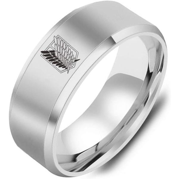 【並行輸入品】QEPOL Anime Ring Wings of Freedom Logo Stainless Steel Ring for Men