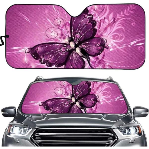 【並行輸入品】PinUp Angel Purple Red Butterfly Print Front Windshield Sun Shade-Ac