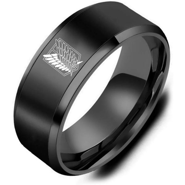 【並行輸入品】QEPOL Anime Ring Wings of Freedom Logo Stainless Steel Ring for Men