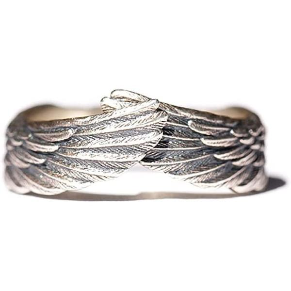 【並行輸入品】Qivor S925 Sterling Silver Wings Ring Fashion Creative Feather Angel
