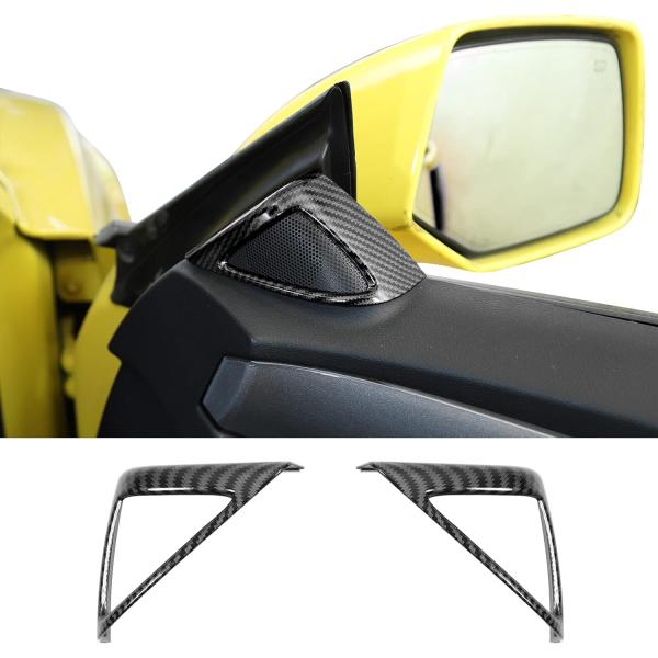 【並行輸入品】Hoolcar Interior A-Pillar スピーカー装飾トリムカバー シボレーカマロ用 カーボンファイバー製　