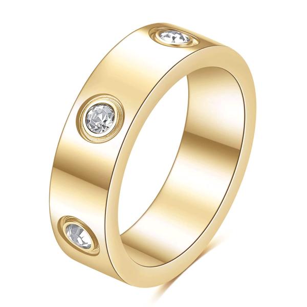 【並行輸入品】VQYSKO ラブフレンドシップリング 18Kゴールドメッキ キュービックジルコニア ステンレススチール 結婚 プロミスリング ジ