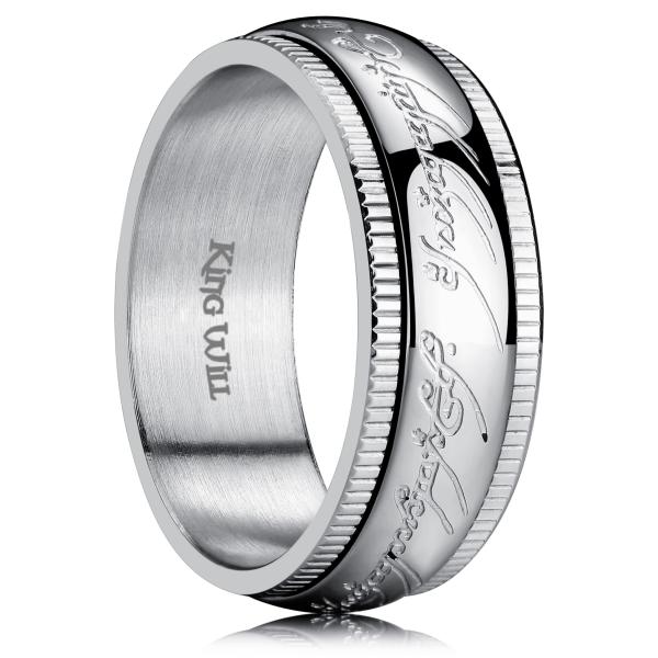 【並行輸入品】King Will 8mm Silver Spinner Ring One Ring for Men Lord Rings St