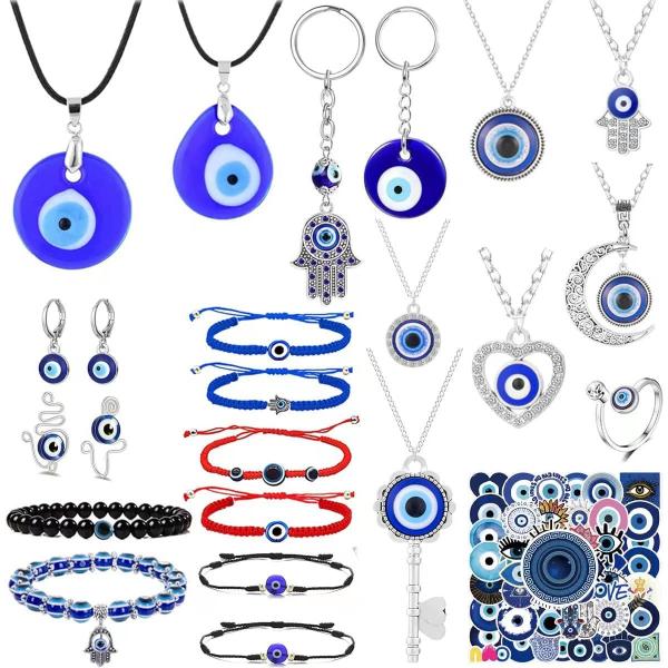 【並行輸入品】SAMOCO 23 Pcs Evil Eye Necklace for Women Men Evil Eye Bracelets Ear