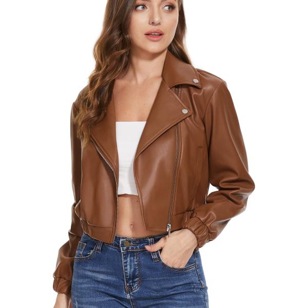 美品★ GENTLE FAKE LEATHER JACKET 並行輸入品】Fahsyee Faux Leather Jacket Women Motorcycle