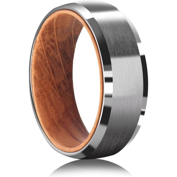【並行輸入品】Tungsten Rings for Men Womens 8mm Black Silver Fashion Promise Weddi