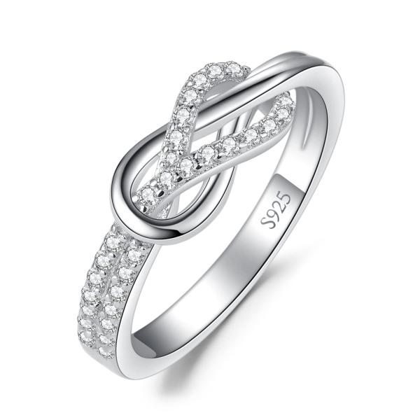 【並行輸入品】JewelryPalace ダブルインフィニティノット キュービックジルコニア プロミスリング 女性用 ラブツイスト 14K ホワ