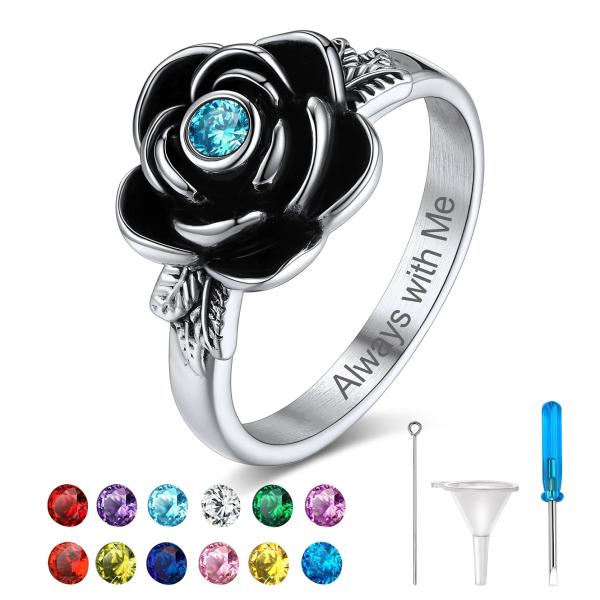 【並行輸入品】KeyStyle Ash Flower Urn Rings for Women Size 6, Stainless Steel