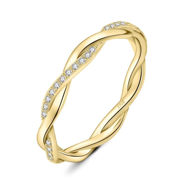 【並行輸入品】JewelryPalace ラブロープ インフィニティ キュービックジルコニア 結婚指輪 女性用 ツイスト 14K ホワイト イエ