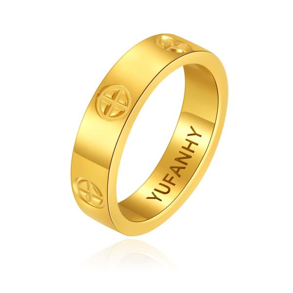 【並行輸入品】YUFANHY ラブフレンドシップ カップルリング ファッション かわいい シンプル ユニーク 18K ゴールド ステンレススチー