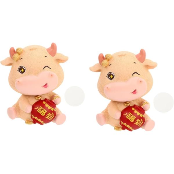 【並行輸入品】NOLITOY 2 pcs Toy Luck New A Spring Desktop Calf of Ornaments Cow Ch