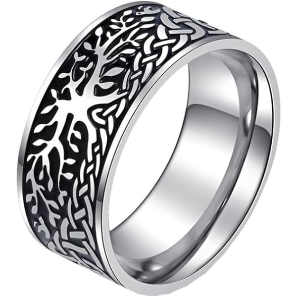 【並行輸入品】PAURO Men's Stainless Steel Tree of Life Eternal Ring 10MM Punk Rock
