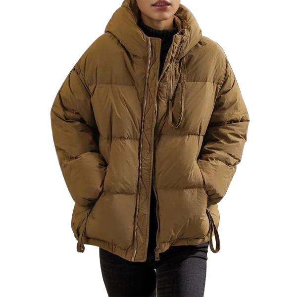 並行輸入品】Puffer Coat Women's Solid Color Down Jacket With Hood
