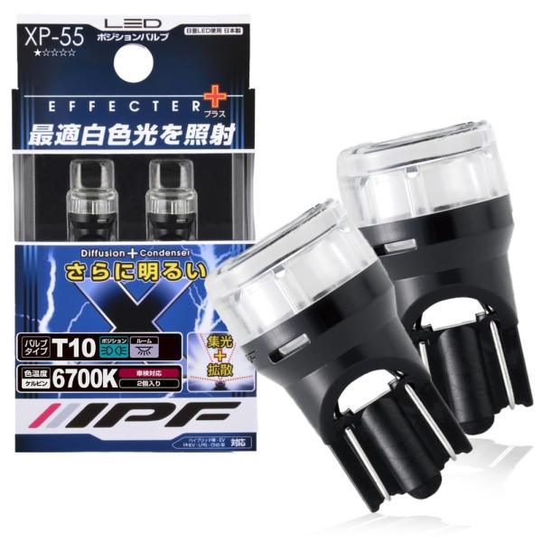 IPF ポジションランプ LED 車用 T10 60lm 6700K ホワイト 12V用 2本入 車検対応 全反射レンズ採用 照射角300° 集光+拡