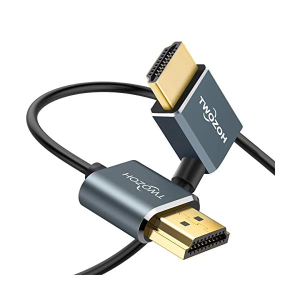 Twozoh HDMI ケーブル L字型 向右 角度 90° 1M、超薄型 HDMI スリム オス-オス コード 3D/4K@60Hz対応 適格請求書