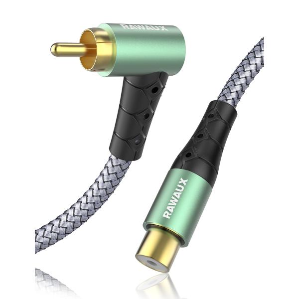 RAWAUX RCAケーブル 2M RCA(オス) to RCA(メス)延長ケーブル サブウーファーケーブル デジタルオーディオ同軸ケーブル スピーカ