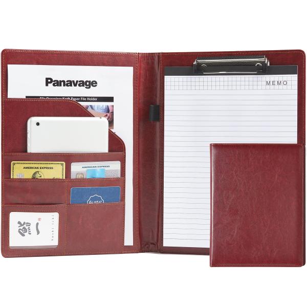 他サイト： Panavage バインダー A4 クリップボード PU クリップ ファイル 二つ折り 多機能 ペンホルダー ポケット付き 名刺入れ メモ帳付き (茶の商品画像
