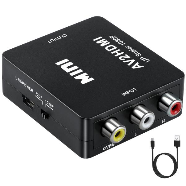 Aolirot RCA HDMI 変換 コンバーター AV to HDMI変換アダプター AV2HDMI USBケーブル付き 音声転送 1080/72