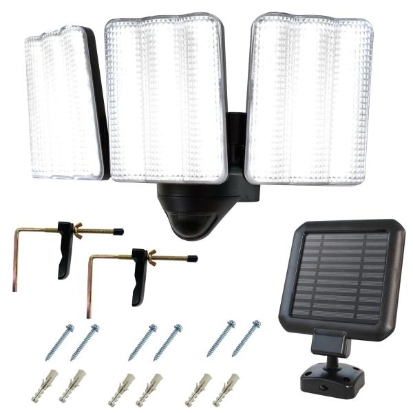 DAISHIN DLS-17T300 3灯式ソーラーセンサーライト 1800ルーメン 屋外用 防犯 玄関照明 LED クランプ 分離型 ソーラーライト