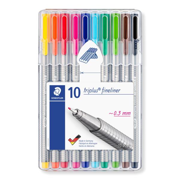 ステッドラー(STAEDTLER) 水性ペン トリプラス 0.3ｍｍ 三角軸 10色 334 SB10