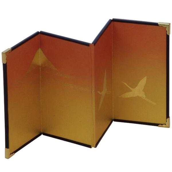 他サイト： 山下工芸(Yamasita craft) 日本製 4曲ミニ金屏風 金運富士に鶴 42050700の商品画像