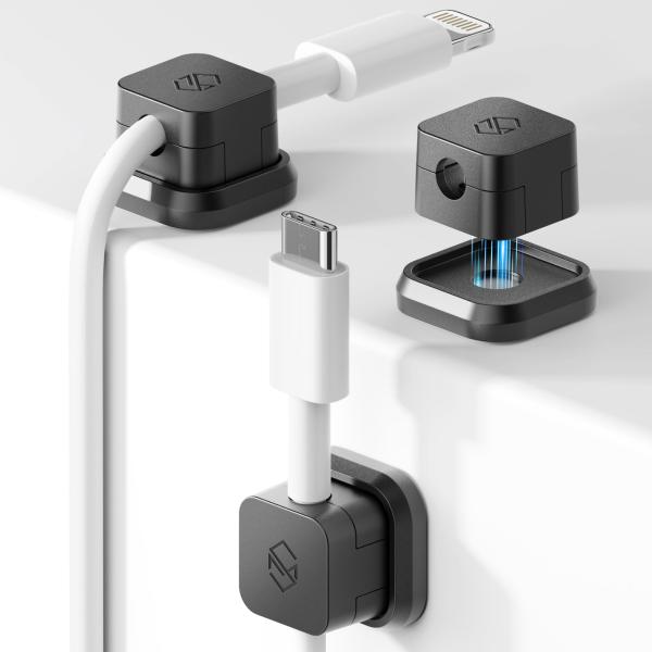 他サイト： Sinjimoru ケーブルホルダー、iphone type c USBケーブル マグネット収納ボックス 車内 ケーブル 固定 収納 クリップ コードの商品画像