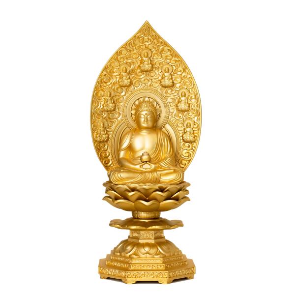仏像 薬師如来座像 18cm(金メッキ/24金) 仏師：牧田秀雲 原型＿『天台宗・真言宗・臨済宗』 高岡銅器(やくしにょらい座)