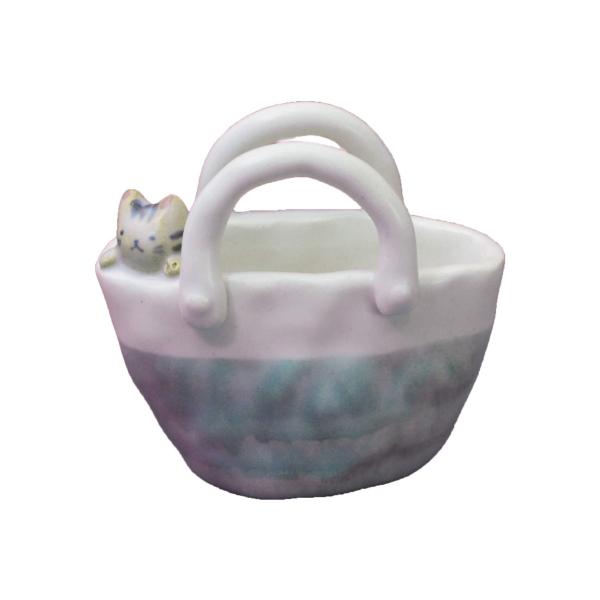 クラフトマンハウス 猫 カバン 花器（グリーン）