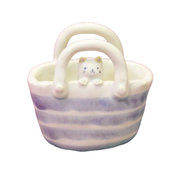 クラフトマンハウス 猫 カバン 花器（ストライプ）