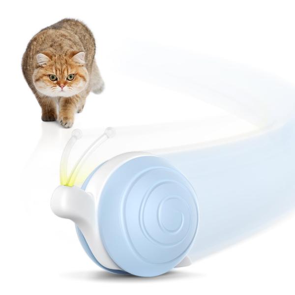 Cheerble 猫おもちゃ 自動 スピードカタツムリ 猫玩具 猫用おもちゃ 自動滑走 全方向に転がる 2モード搭載 急速充電式 LED触角付き 一人