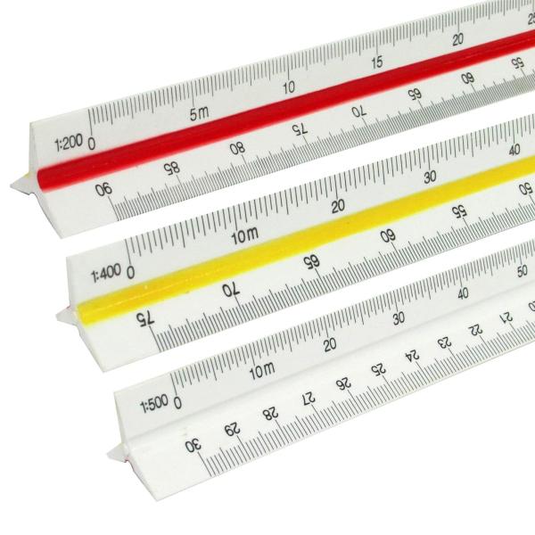 三角スケール 30cm 縮尺定規 製図用品 1本 プラスチック製 高精度 特殊縮尺目盛 耐久性 大規模 1/100 1/200 1/250 1/300