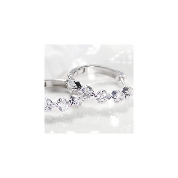 プラチナ900 1ct ダイヤモンド　フープピアス pt900 プラチナ ダイヤモンド ダイヤ ピアス エタニティ フープ 1.0ct