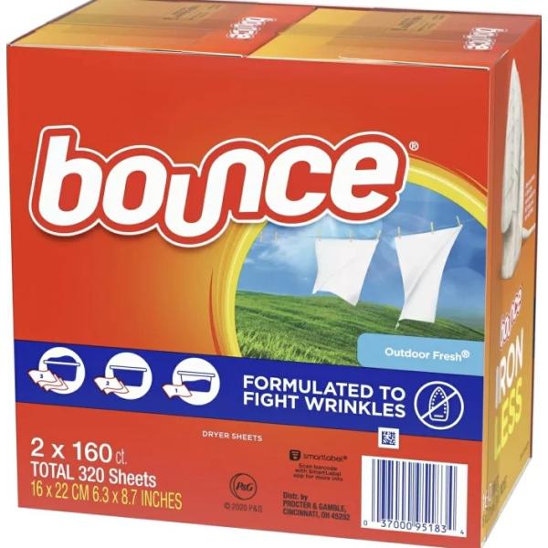 バウンス★320枚（160枚×2箱）★ バウンス ドライシート320枚（160枚×2箱）　Bounce DryerSheet  乾燥機用衣類柔軟剤