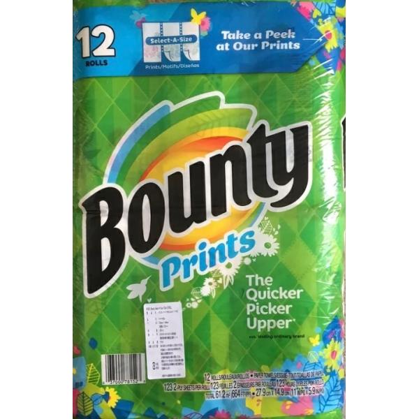 バウンティー（柄あり）　ペーパータオル12ロール　Ａセレクトアサイズ　バウンティ　Bounty 12megaRolls　送料無料