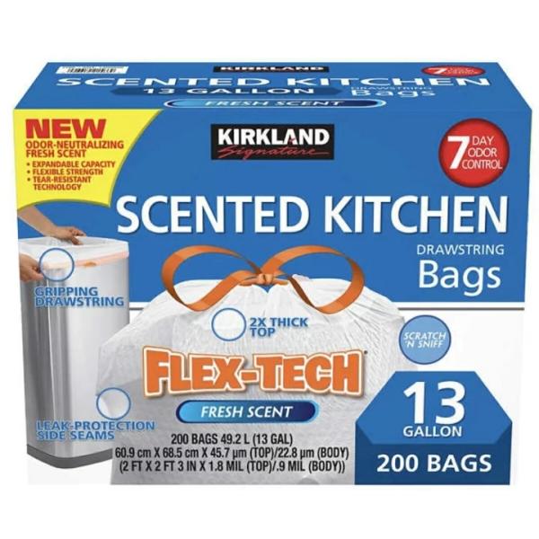 《香り有り》カークランド　キッチンバッグ ひも付きごみ袋　ゴミ袋200枚　コストコ　COSTCO