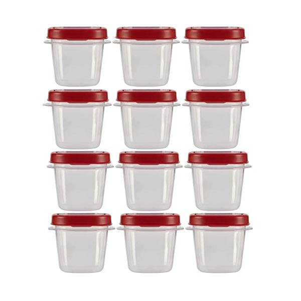 Rubbermaid ラバーメイド 見つけやすい蓋 食品保存容器 0.5カップ 透明 赤い蓋付き 12個パック 12カップ 並行輸入