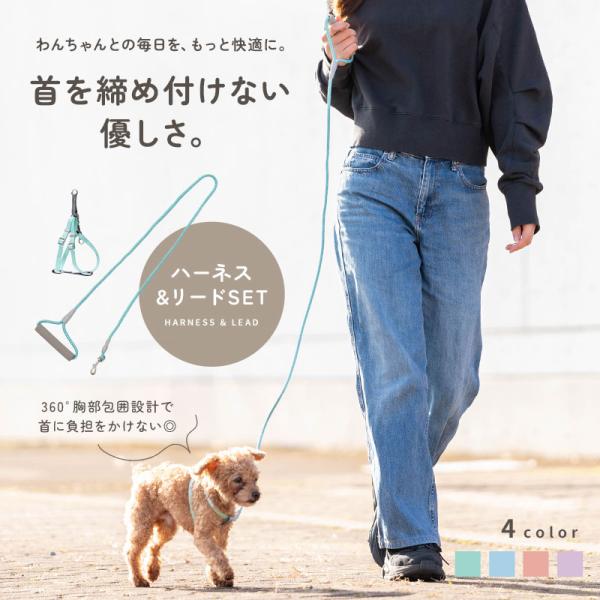 犬 ハーネス リード セット 負担が少ない ソフトハンドル 胴輪 おしゃれ かわいい ペット用品 小型犬 リードセット 抜けない 脱げない 散歩 お出かけ td-1058