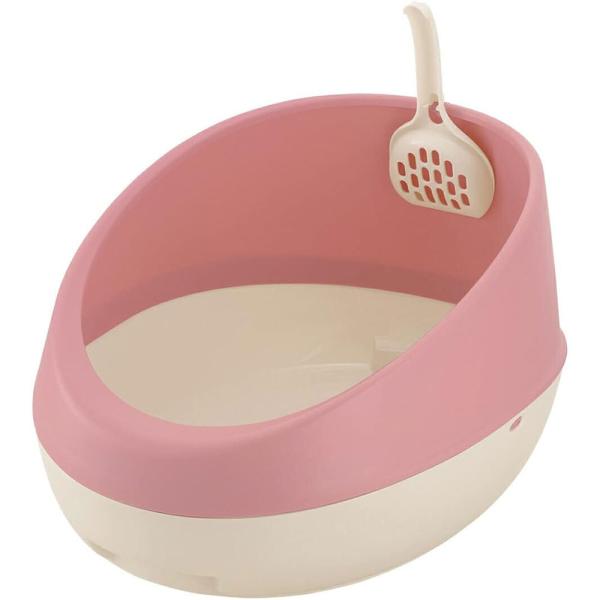 他サイト： 猫トイレ ラプレ ネコトイレ ハーフカバー コーラルピンク 本体 スコップ付き 猫用トイレ トイレ用品 固まる猫砂用 日本製 リッチェル Richellの商品画像