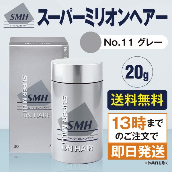 スーパーミリオンヘアー 20g No.11 グレー 薄毛 抜け毛 円形脱毛症 白髪 対策 増毛パウダー 髪 頭皮 分け目 生え際用 薄毛隠し 白髪隠し