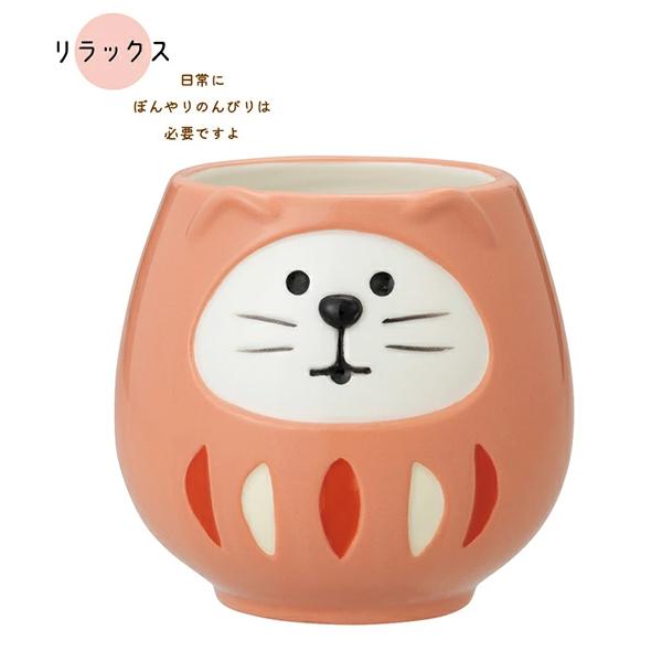 【在庫処分セール品】 concombre 開運カラー 福猫だるま マグカップ 桃 ZCB-47624