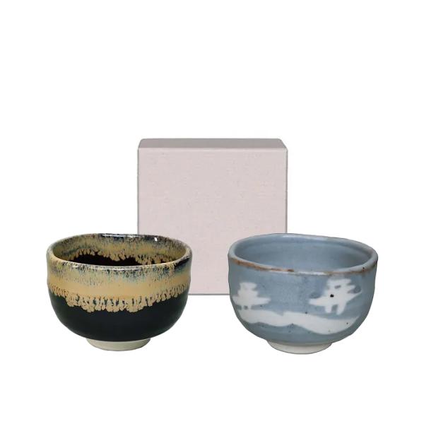【送料無料：北海道・沖縄・離島は別途送料＋660円】 ギフト AWASAKA（アワサカ） 野点抹茶碗 貼箱入り (天目金うのふ流し/ 鼠志野山水)