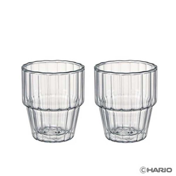 【送料無料：北海道・沖縄・離島は別途送料＋660円】 HARIO(ハリオ) ダブルウォール スタックグラス　ライン 2個セット HWS-4012-M